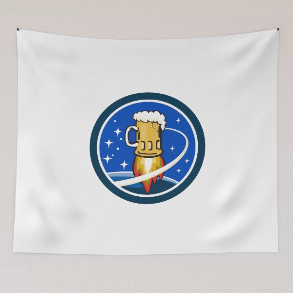 Item preview, Beer Mug Rocket Ship Space Circle Retro designed and sold by patrimonio.