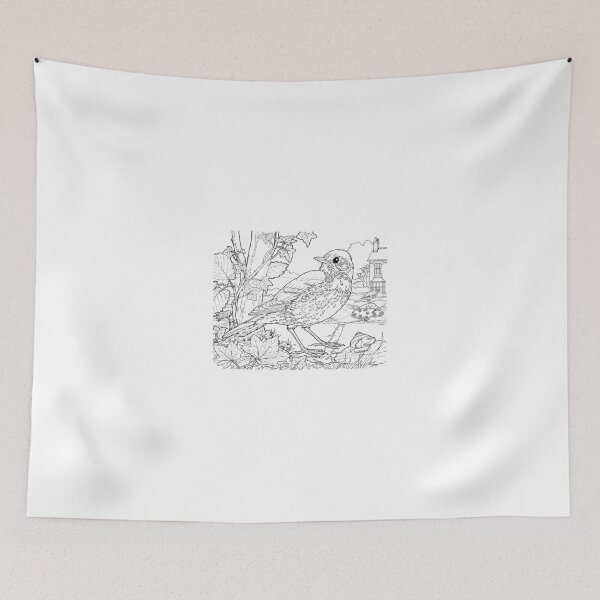 Item preview, Song Thrush Black on White designed and sold by David Roland.