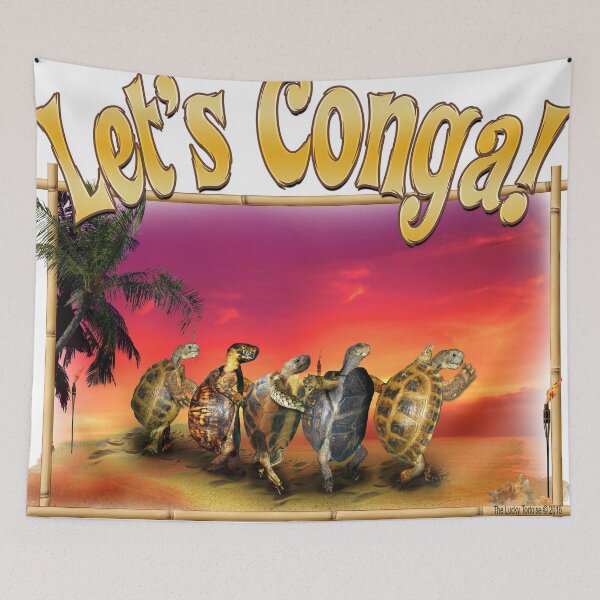 Item preview, Turtle and Tortoise Conga Line on the Beach at Sunset designed and sold by LuckyTortoise.