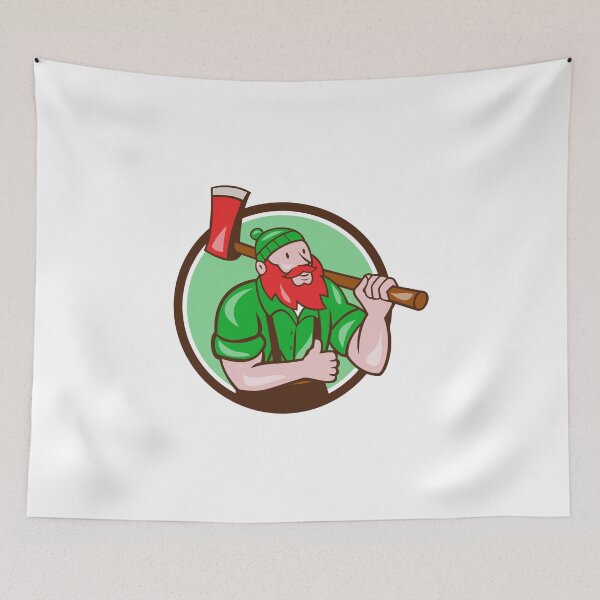 Item preview, Paul Bunyan Lumberjack Axe Thumbs Up Circle Cartoon designed and sold by patrimonio.