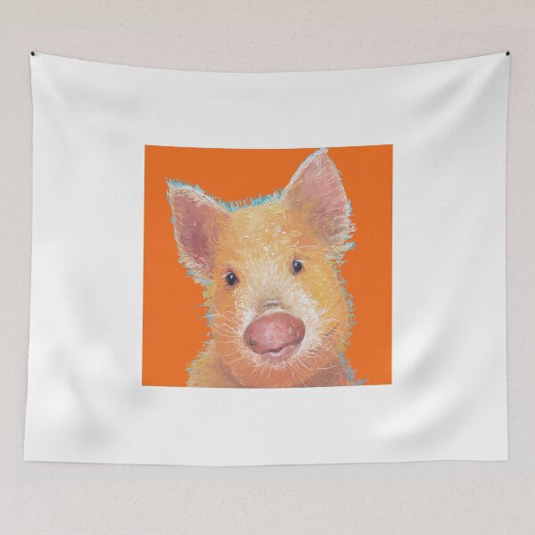 Item preview, Piglet painting on orange background designed and sold by MatsonArtDesign.