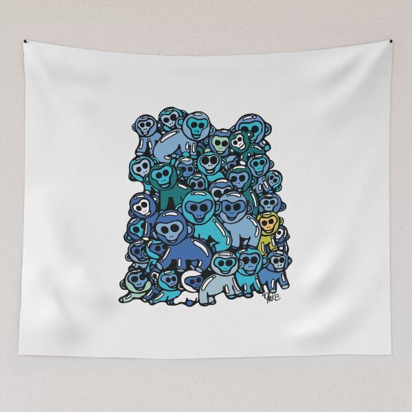 Item preview, The Shiny Blue Monkey Pile Accepts the Odd Monkey Out designed and sold by Blake Chamberlain.