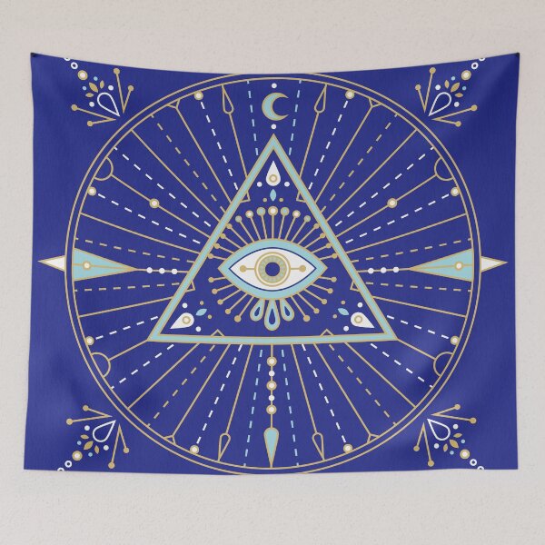 Item preview, Evil Eye Mandala – Navy designed and sold by Cat Coquillette.