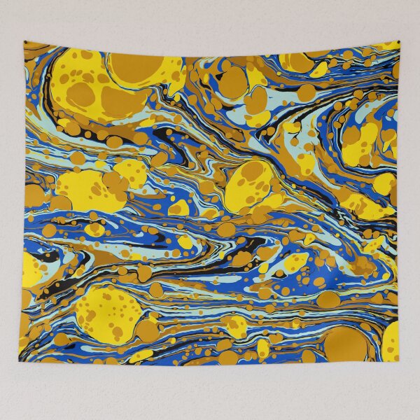 Item preview, Blue Yellow Urban Hip Hop Splash Psychedelic Blob Abstract Pattern designed and sold by Pepe Psyche.