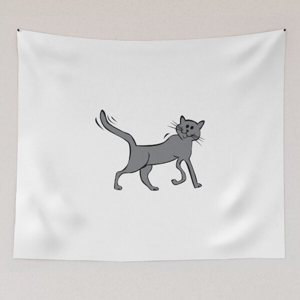 Item preview, Gray cartoon cat walking designed and sold by josieburden.