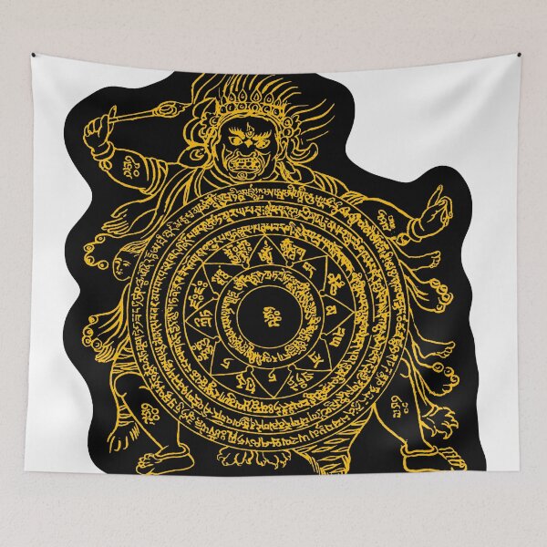 Item preview, TamDin Buddhist Protective Charm gold on black designed and sold by Hedrin.