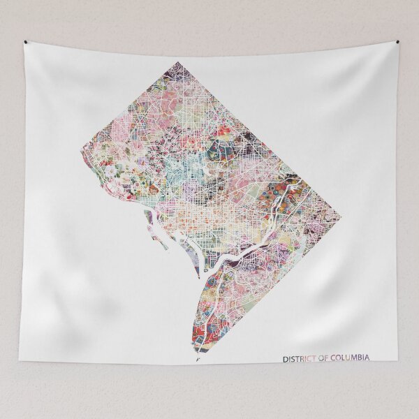 Item preview, District of Columbia map designed and sold by FlowersMaps.