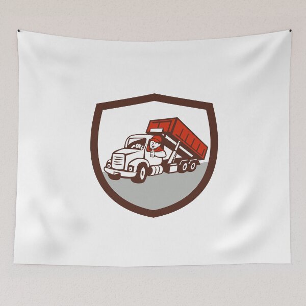 Item preview, Roll-Off Bin Truck Driver Thumbs Up Shield Cartoon designed and sold by patrimonio.