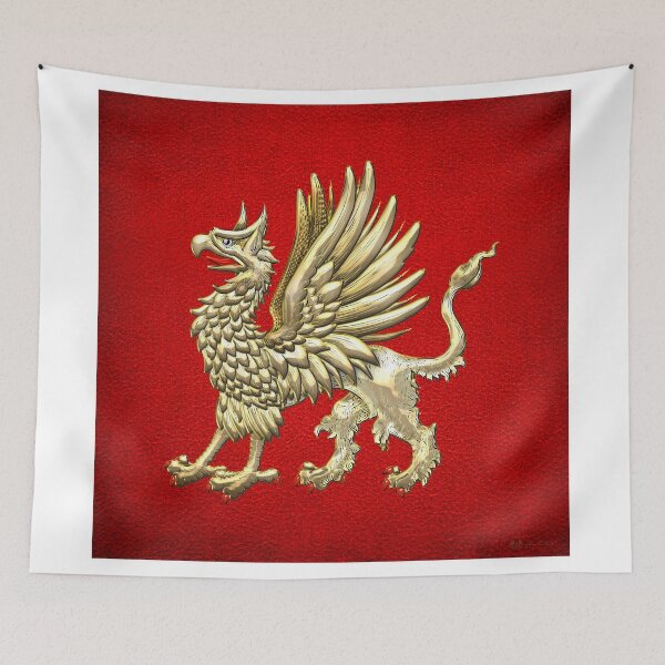 Item preview, Sacred Golden Griffin on Red Leather designed and sold by Serge Averbukh Art Studio.