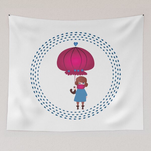 Item preview,  girl with an umbrella in the rain , and drops designed and sold by aytomir.