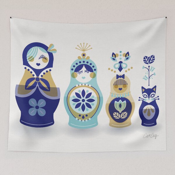 Item preview, Russian Nesting Dolls – Blue & Gold designed and sold by Cat Coquillette.