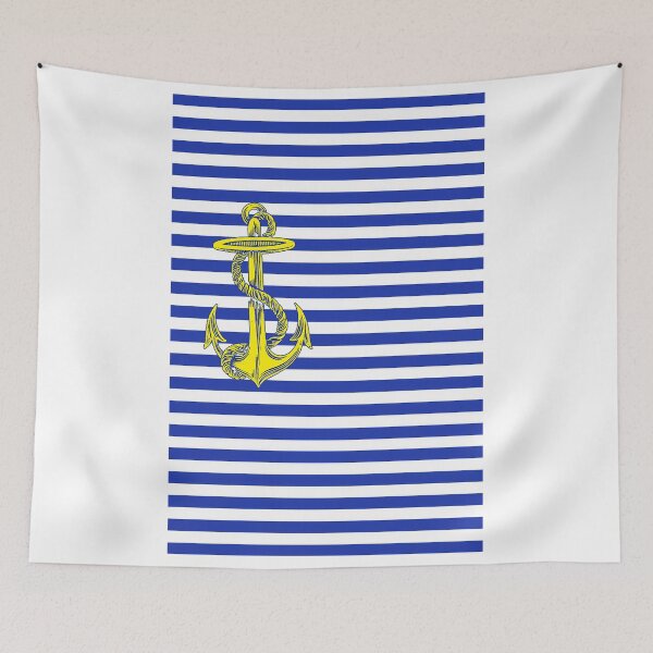Item preview, Navy Nautical Stripes with Gold Anchor designed and sold by Greenbaby.
