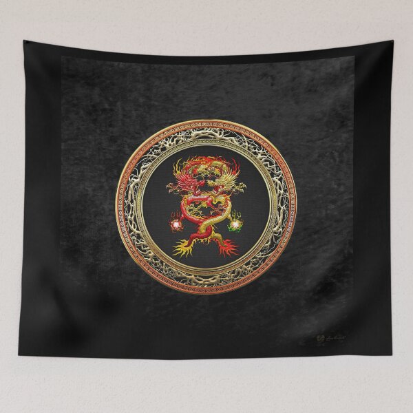 Item preview, Brotherhood of the Snake - The Red and The Yellow Dragons on Black Velvet designed and sold by Serge Averbukh Art Studio.