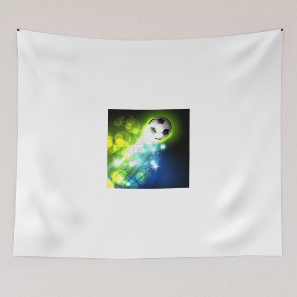 Item preview, Glowing soccer ball on abstract background designed and sold by lovingangela.