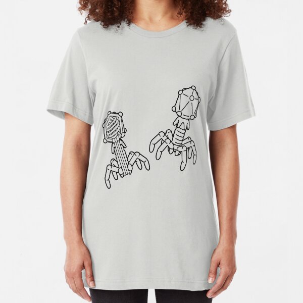 T4 Bacteriophage Line Drawing Slim Fit T-Shirt