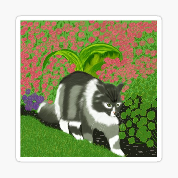 Cat In The Garden Sticker