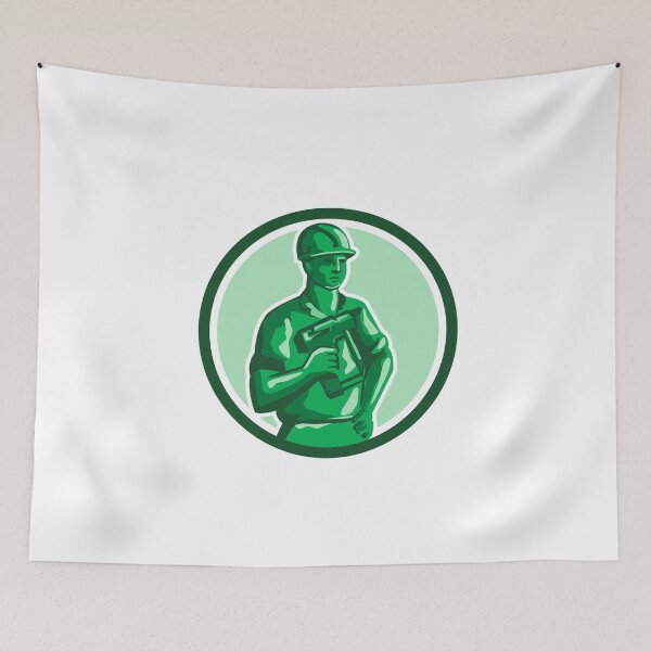 Item preview, Green Construction Worker Nailgun Circle Retro designed and sold by patrimonio.