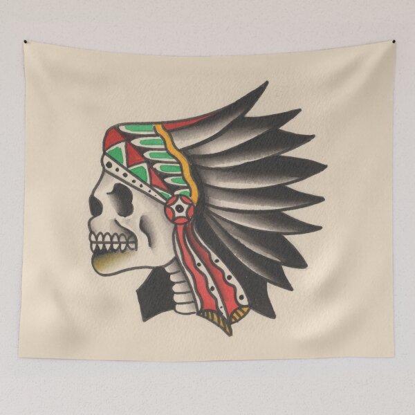 Item preview, Indian Skull designed and sold by Wally Tattoo & Art.