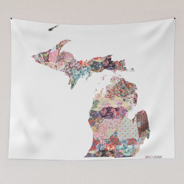 Item preview, Michigan map designed and sold by FlowersMaps.