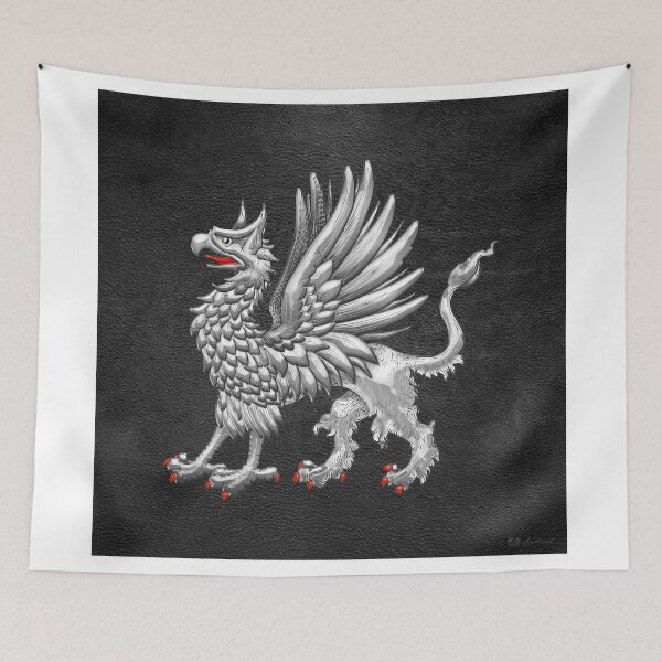 Item preview, Sacred Silver Griffin on Black Leather  designed and sold by Serge Averbukh Art Studio.