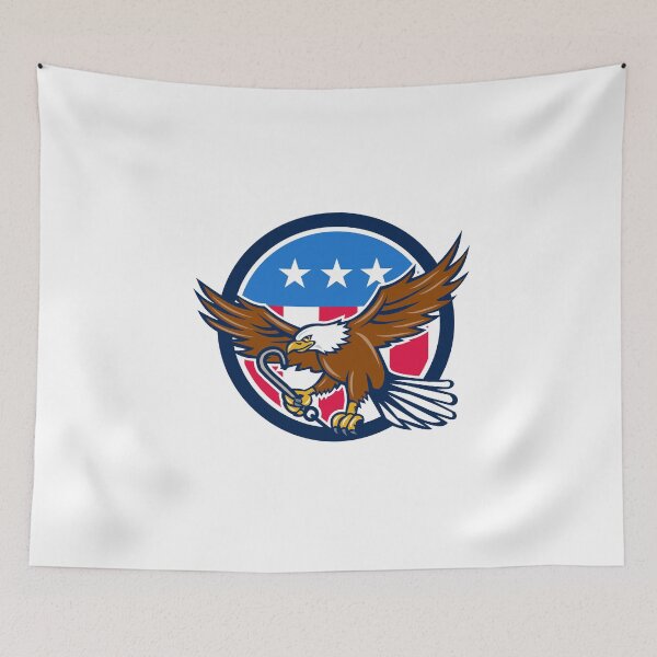 Item preview, American Eagle Clutching Towing J Hook USA Flag Circle Retro designed and sold by patrimonio.