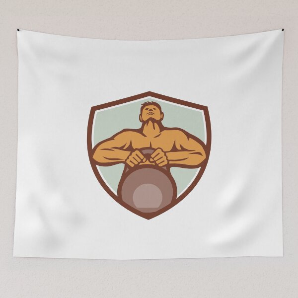 Item preview, Athlete Weightlifter Lifting Kettlebell Crest Retro designed and sold by patrimonio.