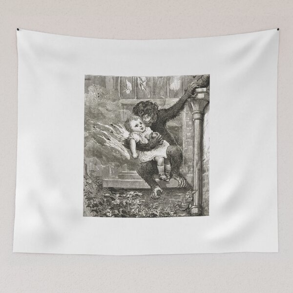 Item preview, Monkey rescuing a child from a fire designed and sold by artfromthepast.