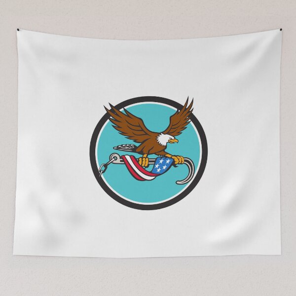 Item preview, American Eagle Clutching Towing J Hook Flag Drape Circle Retro designed and sold by patrimonio.