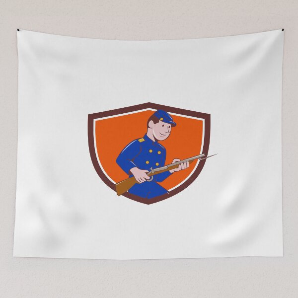 Item preview, Union Army Soldier Bayonet Rifle Crest Cartoon designed and sold by patrimonio.