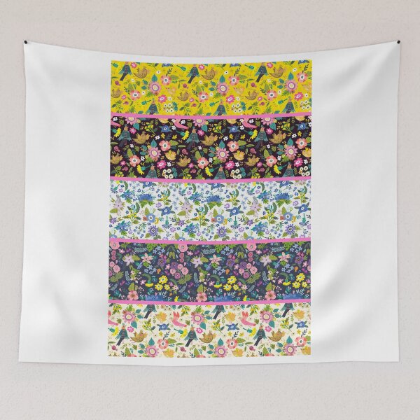 Item preview, Pretty Folk Art Floral Stripes with Pink Detail designed and sold by Greenbaby.