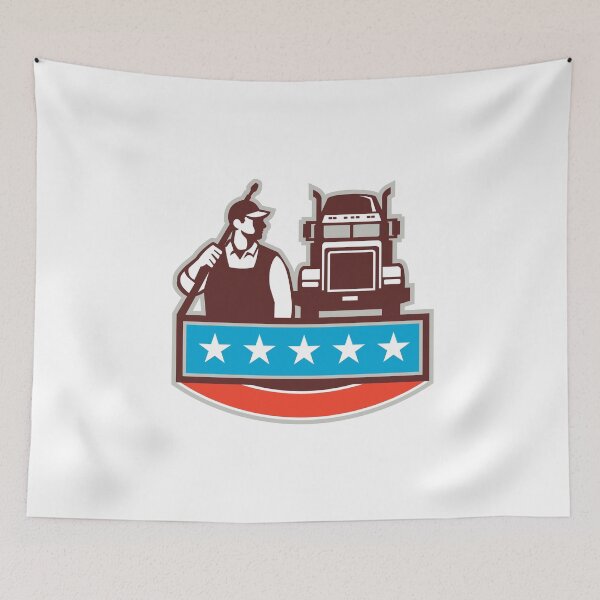 Item preview, Pressure Washer Worker Truck USA Flag Retro designed and sold by patrimonio.