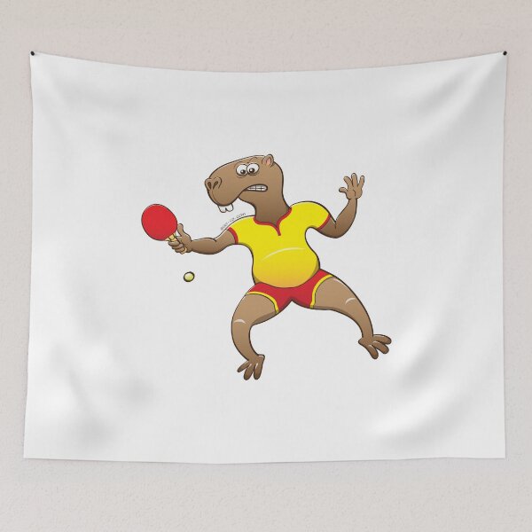 Item preview, Capybara playing table tennis designed and sold by Zoo-co.