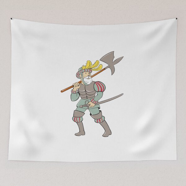 Item preview, Spanish Conquistador Ax Sword Cartoon designed and sold by patrimonio.