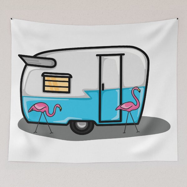 Item preview, retro blue campers designed and sold by TswizzleEG.