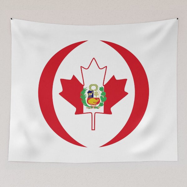 Aperçu de l'œuvre Série de drapeaux patriotiques multinationaux canadiens péruviens créée et vendue par Carbon-Fibre Media.