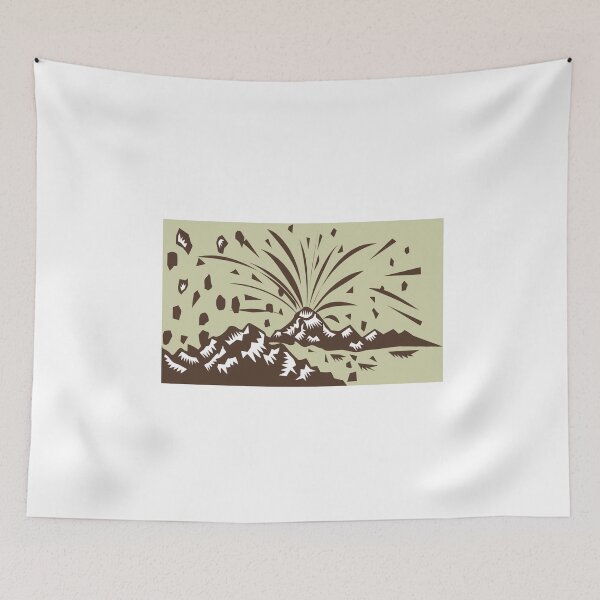 Item preview, Volcano Eruption Island Woodcut designed and sold by patrimonio.