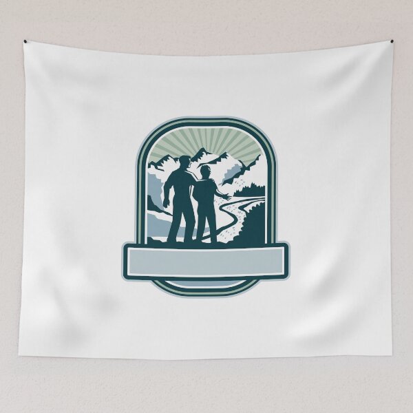 Item preview, Father Son Journey Mountains Crest Retro designed and sold by patrimonio.