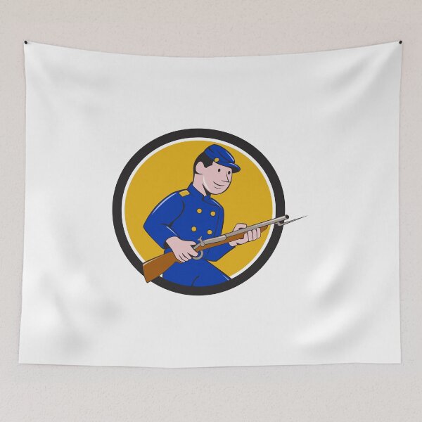 Item preview, Union Army Soldier Bayonet Rifle Circle Cartoon designed and sold by patrimonio.