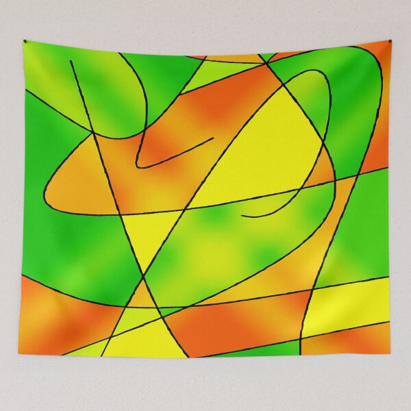 Item preview, ABSTRACT CURVES-2 (Greens, Oranges & Yellows)-(9000 x 9000 px) designed and sold by coloraddicted.