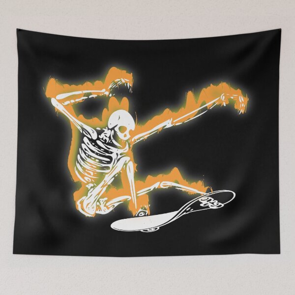 Item preview, skateboarding skeleton - skateboard skeleton in flames designed and sold by TShirtsByMs.