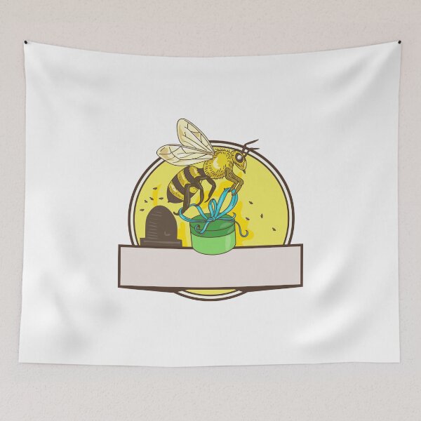 Item preview, Bee Carrying Gift Box Skep Circle Drawing designed and sold by patrimonio.