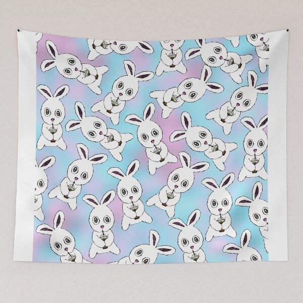 Item preview, Cute Bunny with Coffee Frappe on Pink Blue Haze designed and sold by Blkstrawberry.