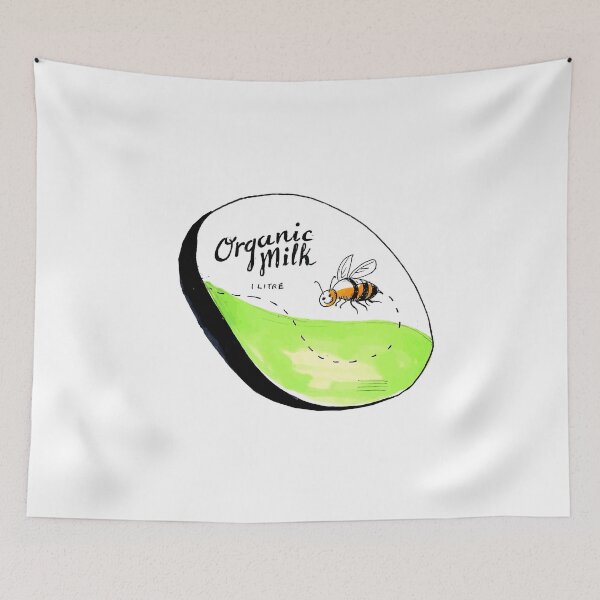 Item preview, Bee Organic Milk Label Drawing designed and sold by patrimonio.