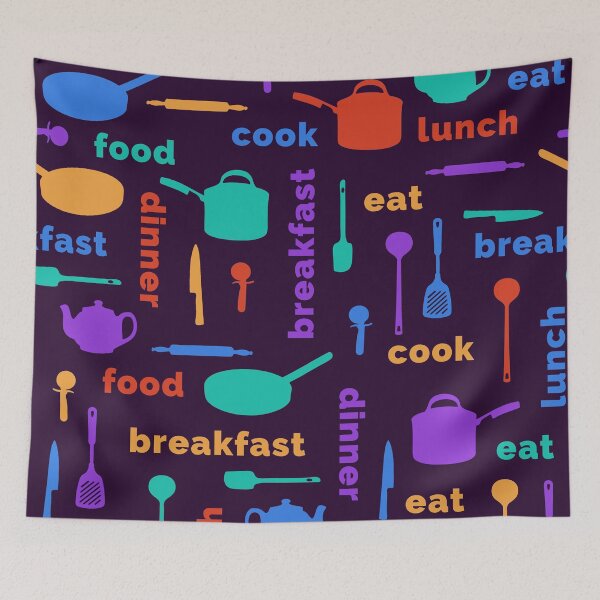 Item preview, Kitchen Fun Pattern designed and sold by TooCoolUnicorn.