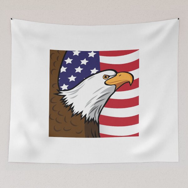 Item preview, Bald Eagle on American flag background designed and sold by La Cartoonista.