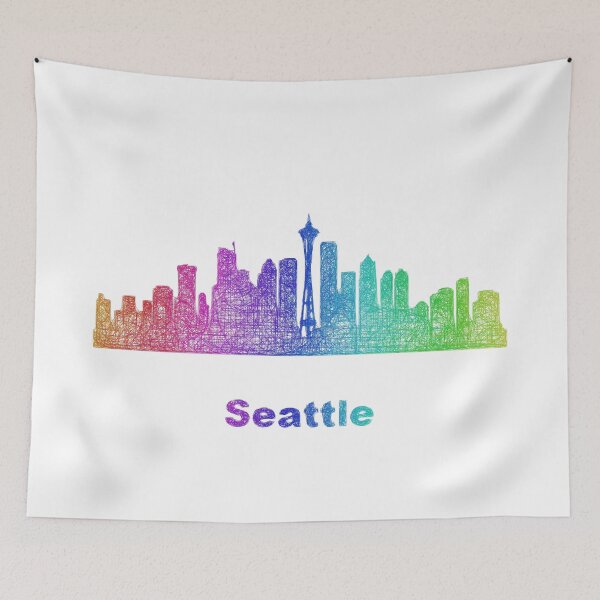 Artikelvorschau, Regenbogen Seattle Skyline entworfen und verkauft von davidzydd.