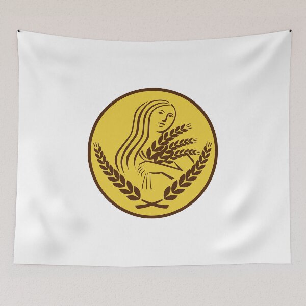 Item preview, Demeter Harvest Wheat Grain Oval Retro designed and sold by patrimonio.