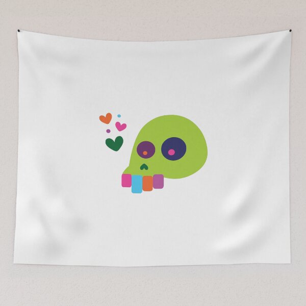 Item preview, Colorful Cartoon Skull with Hearts designed and sold by toxiferous.