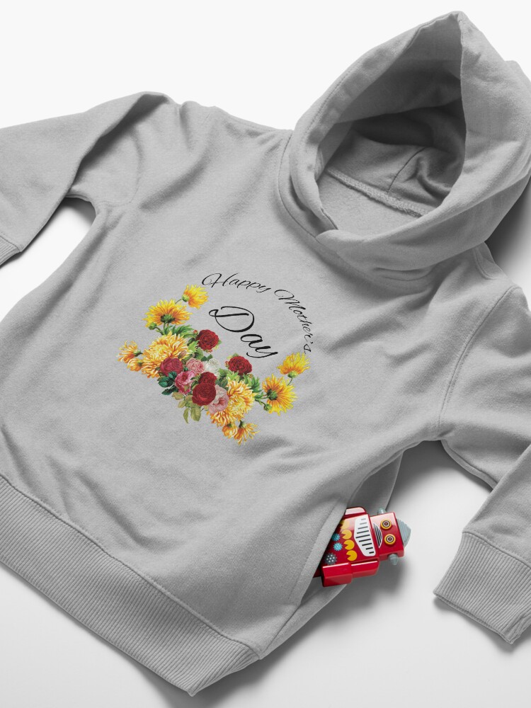 Alternate view of Happy Mothers Day Flowers Toddler Pullover Hoodie