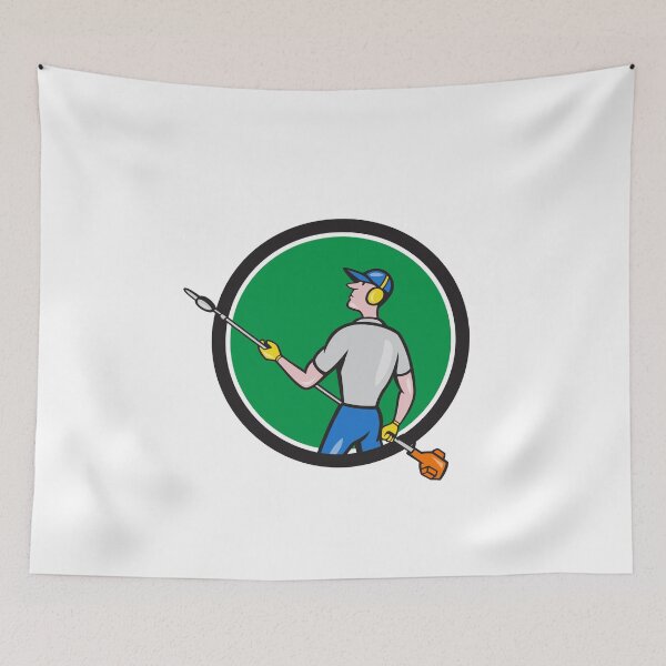 Item preview, Gardener Hedge Trimmer Circle Cartoon designed and sold by patrimonio.